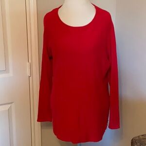 Michael Kors Red Tunic Sweater side zip Good Condition.  Size L